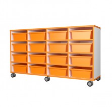 Mobile Tote Tray Unit 16   Orange